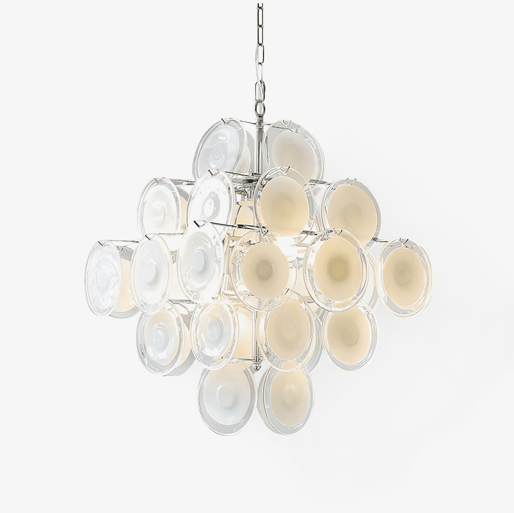 Белая стеклянная люстра Murano Disc