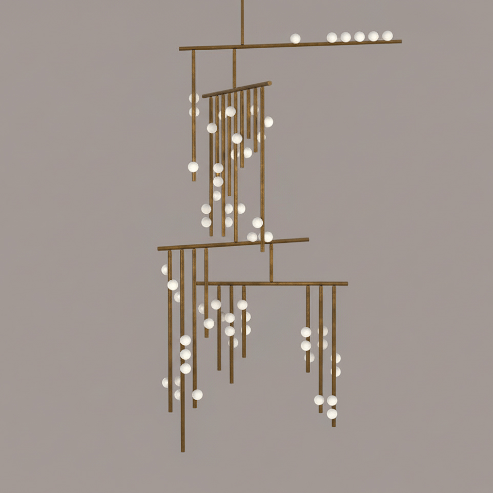 Brass Glass Drop Chandelier - DEPRIMO