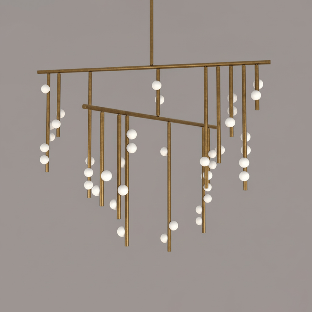 Brass Glass Drop Chandelier - DEPRIMO