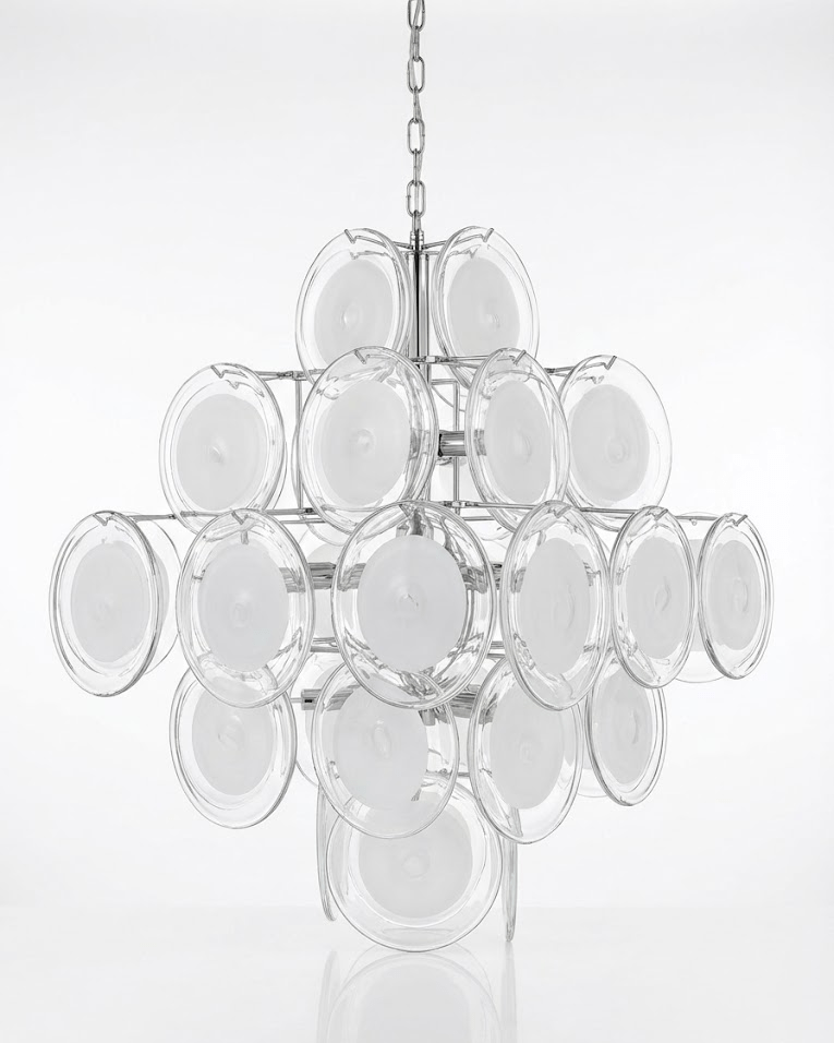Белая стеклянная люстра Murano Disc