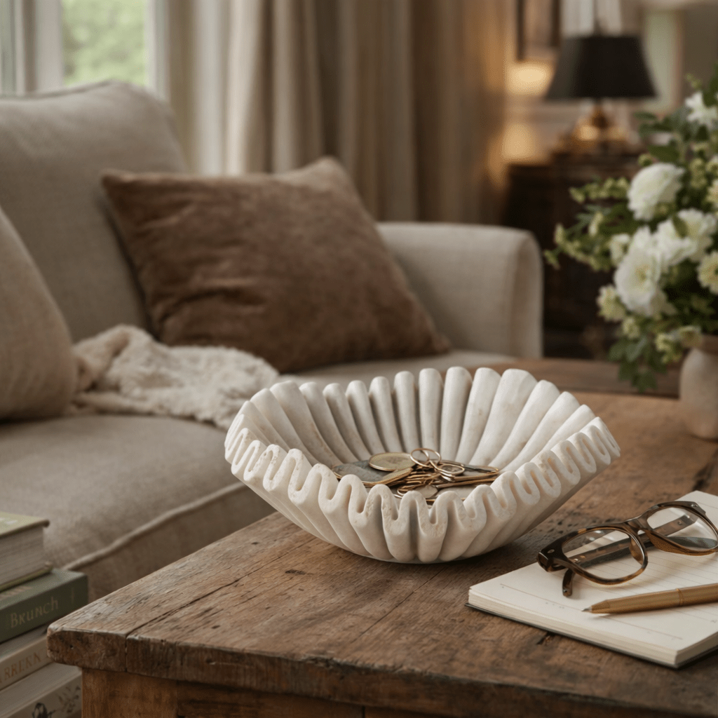 Flute Fold Stone Vessel Storage Tray