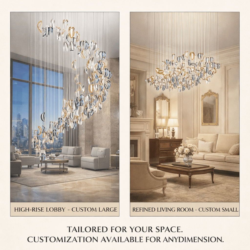 Aqua Ripple Glass Art Customize Chandelier - DEPRIMO
