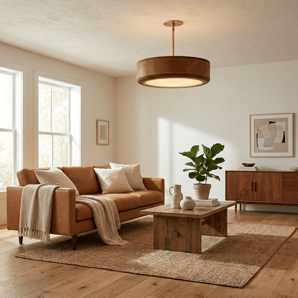 Crafted Leather Ceiling Light