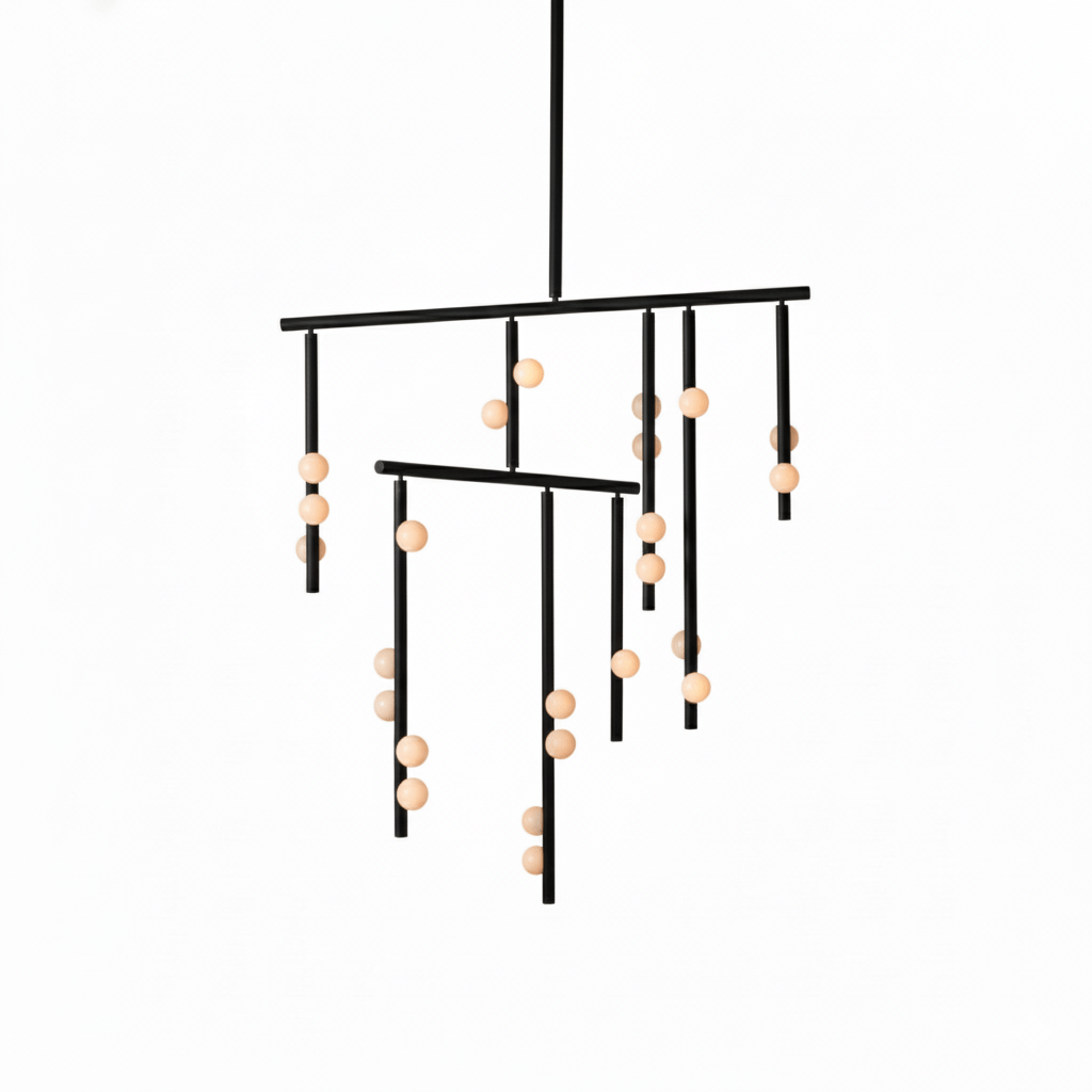Brass Glass Drop Chandelier - DEPRIMO