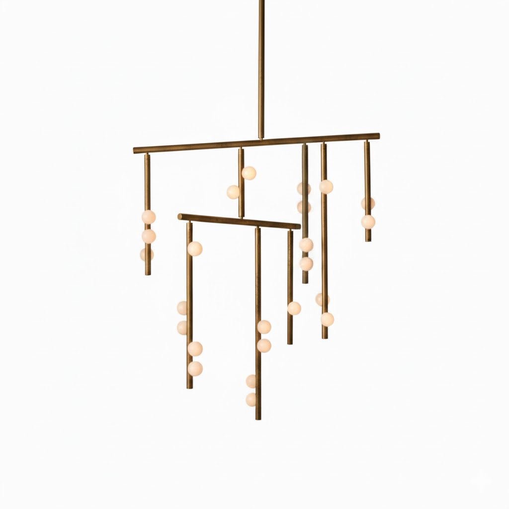 Brass Glass Drop Chandelier - DEPRIMO