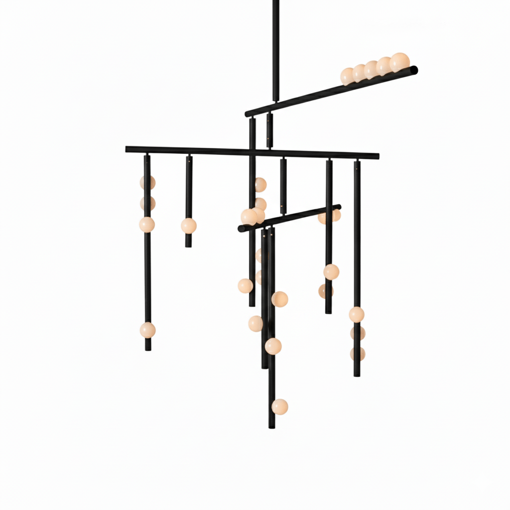 Brass Glass Drop Chandelier - DEPRIMO