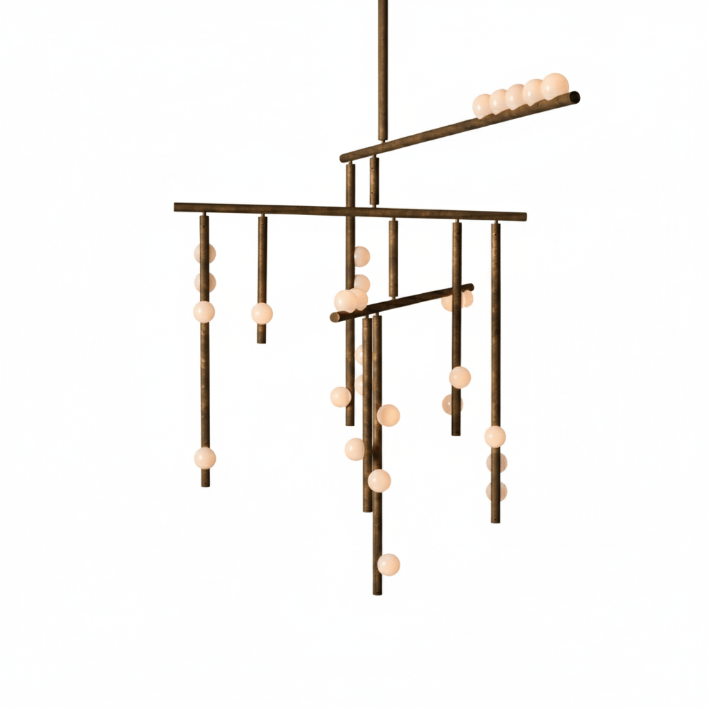 Brass Glass Drop Chandelier - DEPRIMO