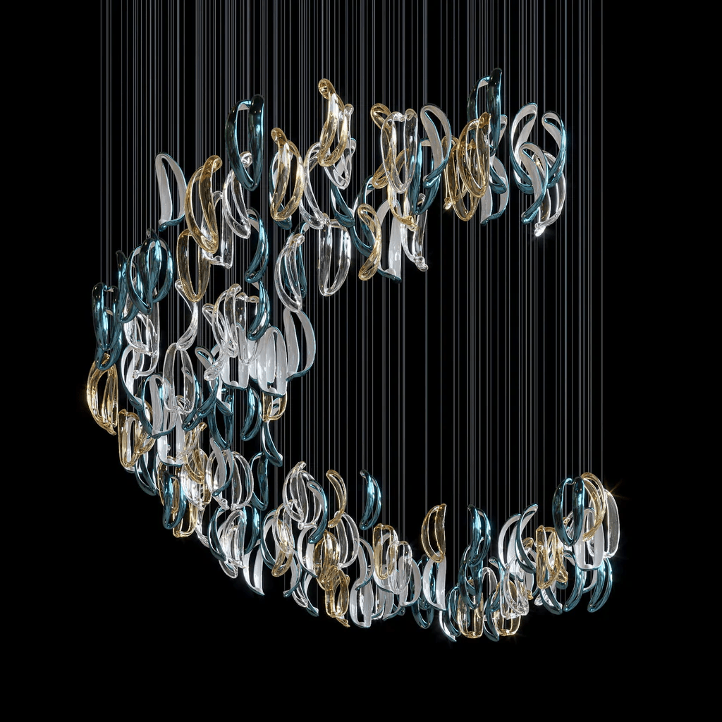 Подвесная люстра Aqua Ripple Glass Art на заказ