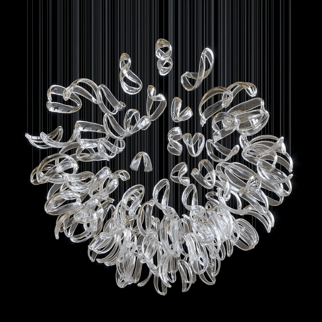 Aqua Ripple Glass Art Customize Chandelier - DEPRIMO