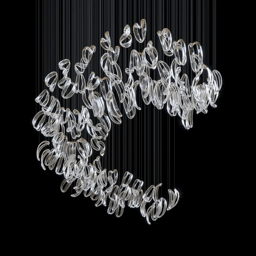 Aqua Ripple Glass Art Customize Chandelier - DEPRIMO
