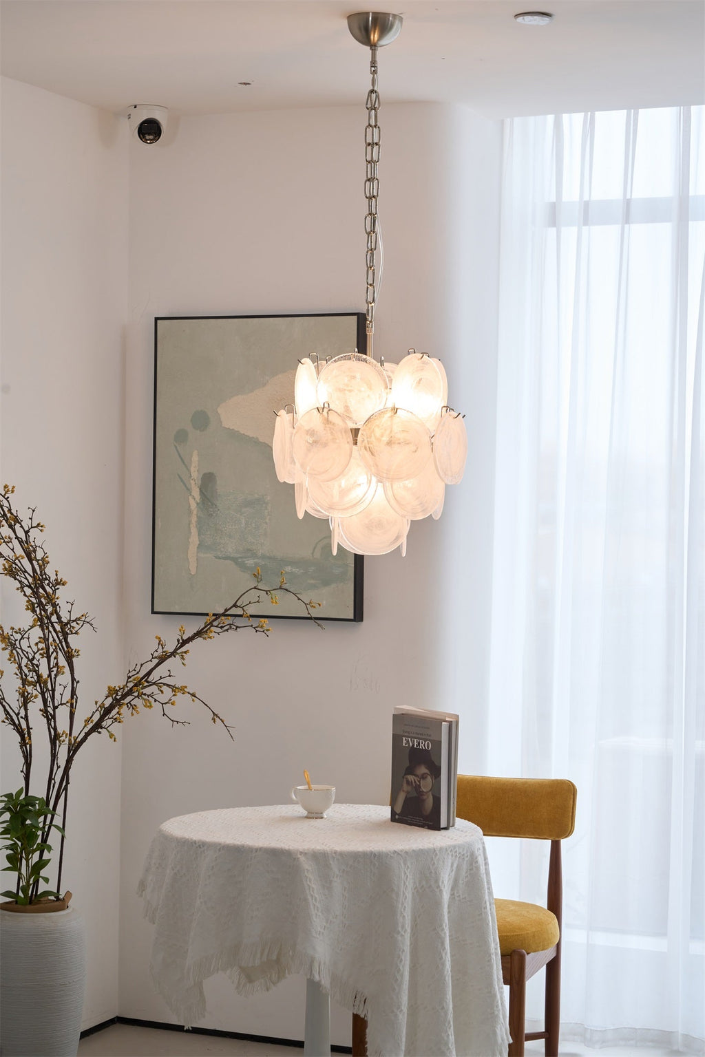 Белая стеклянная люстра Мурано «Аква»