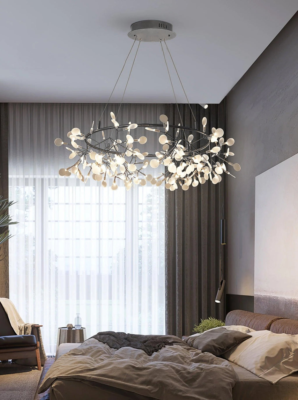 Чорна велика люстра Firefly LED