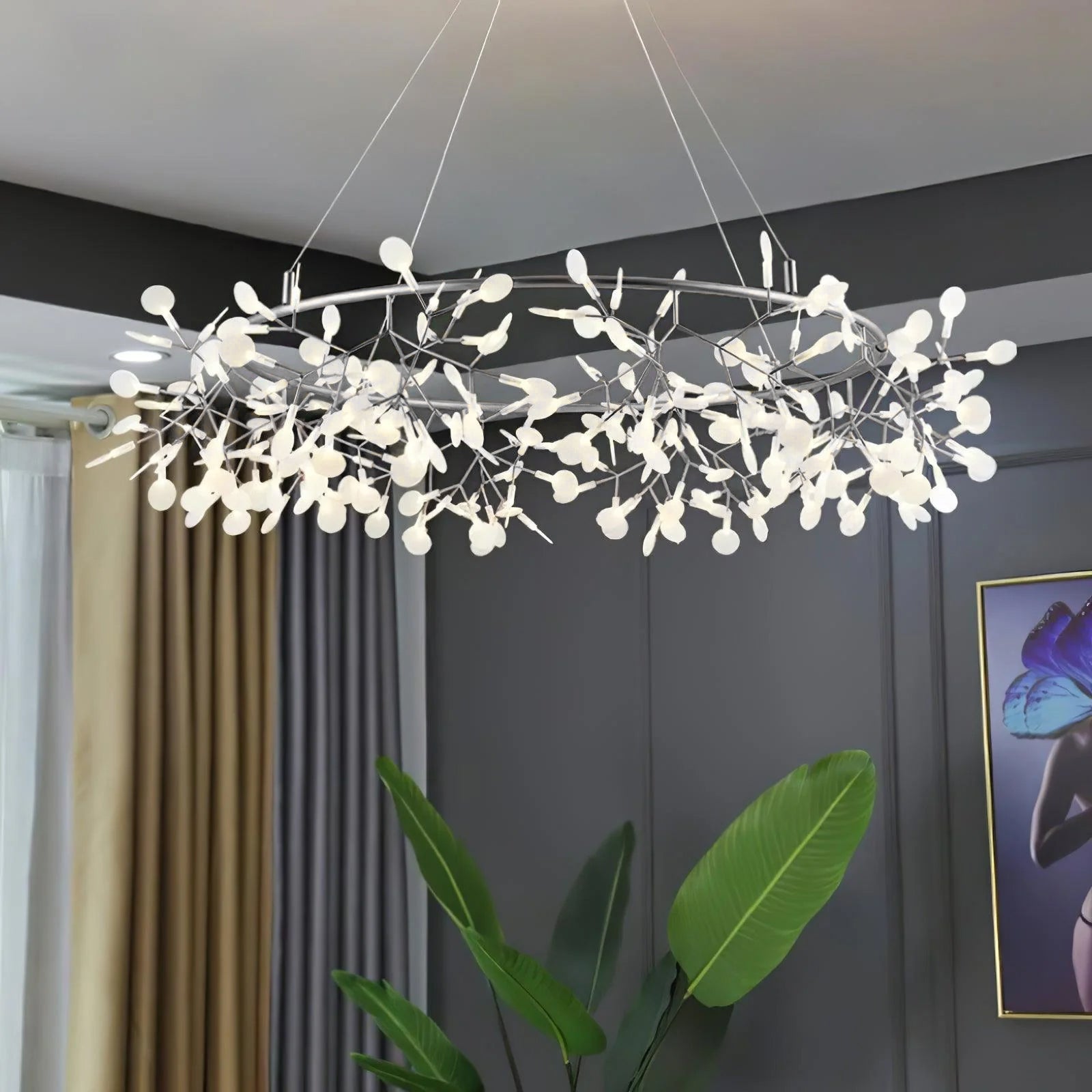 Чорна велика люстра Firefly LED