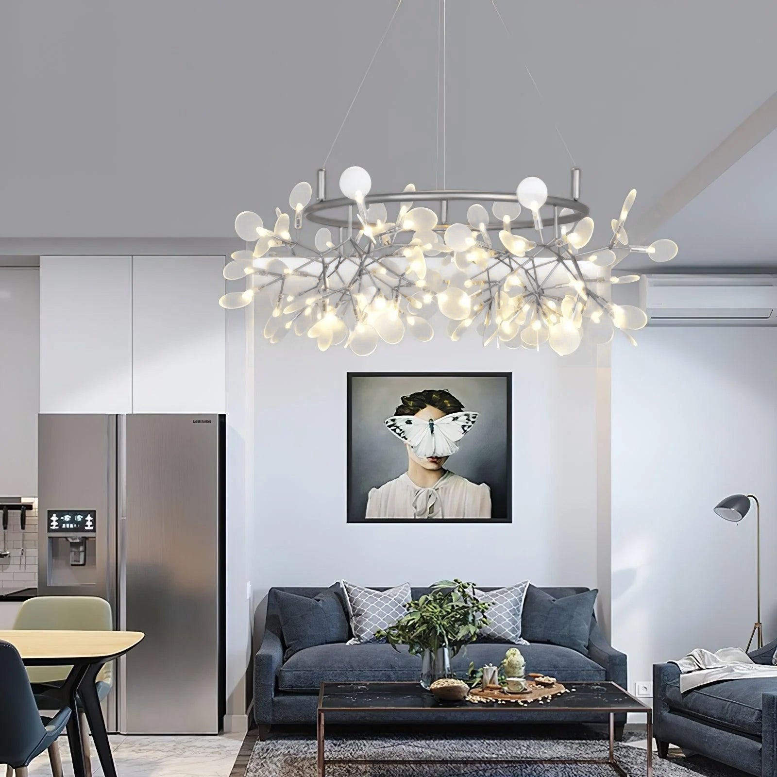 Чорна велика люстра Firefly LED