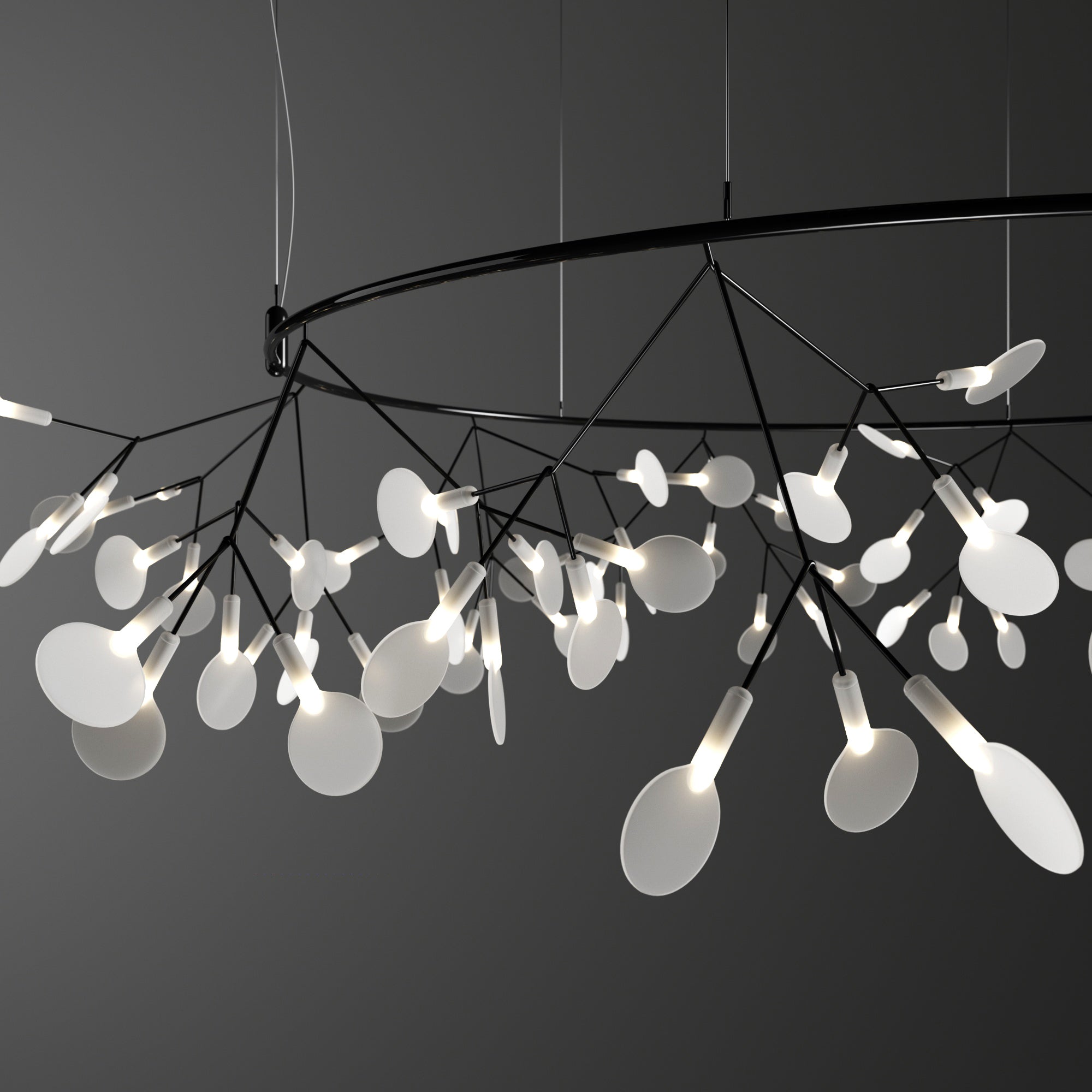 Чорна велика люстра Firefly LED