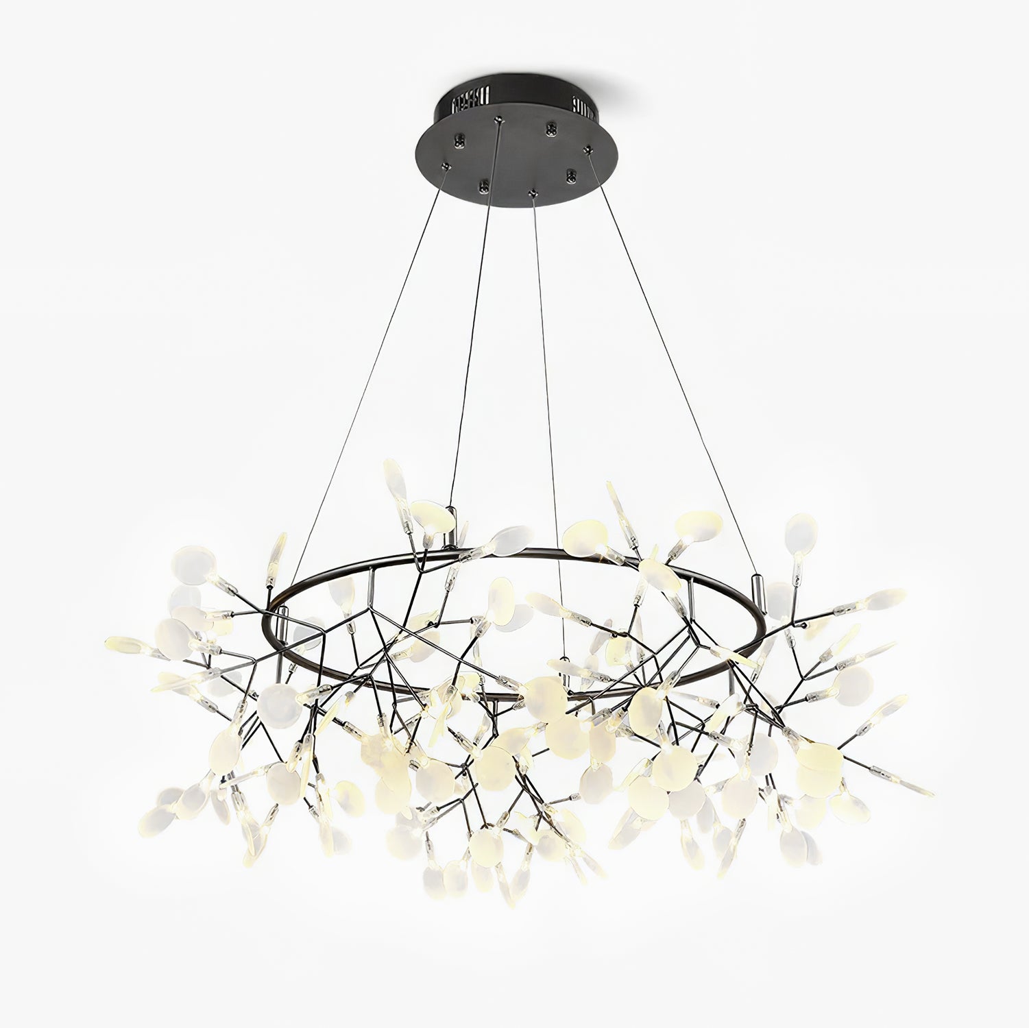 Чорна велика люстра Firefly LED