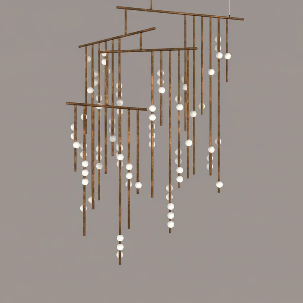 Brass Glass Drop Chandelier - DEPRIMO