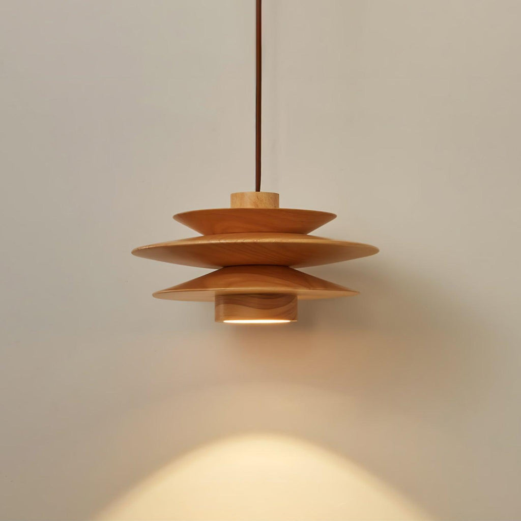 Cascade Wooden Disc Pendant Lamp - DEPRIMO