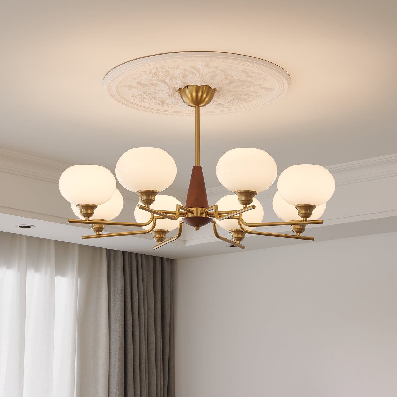 Celeste Sphere Walnut Chandelier - DEPRIMO
