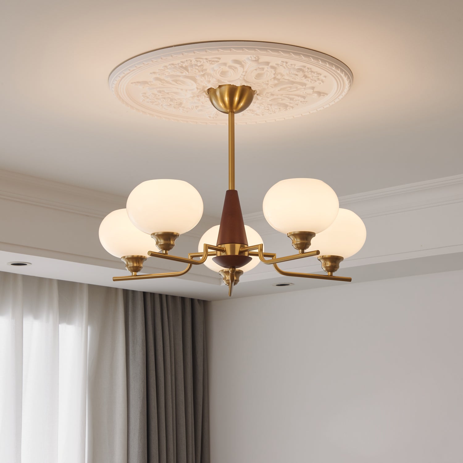 Celeste Sphere Walnut Chandelier - DEPRIMO