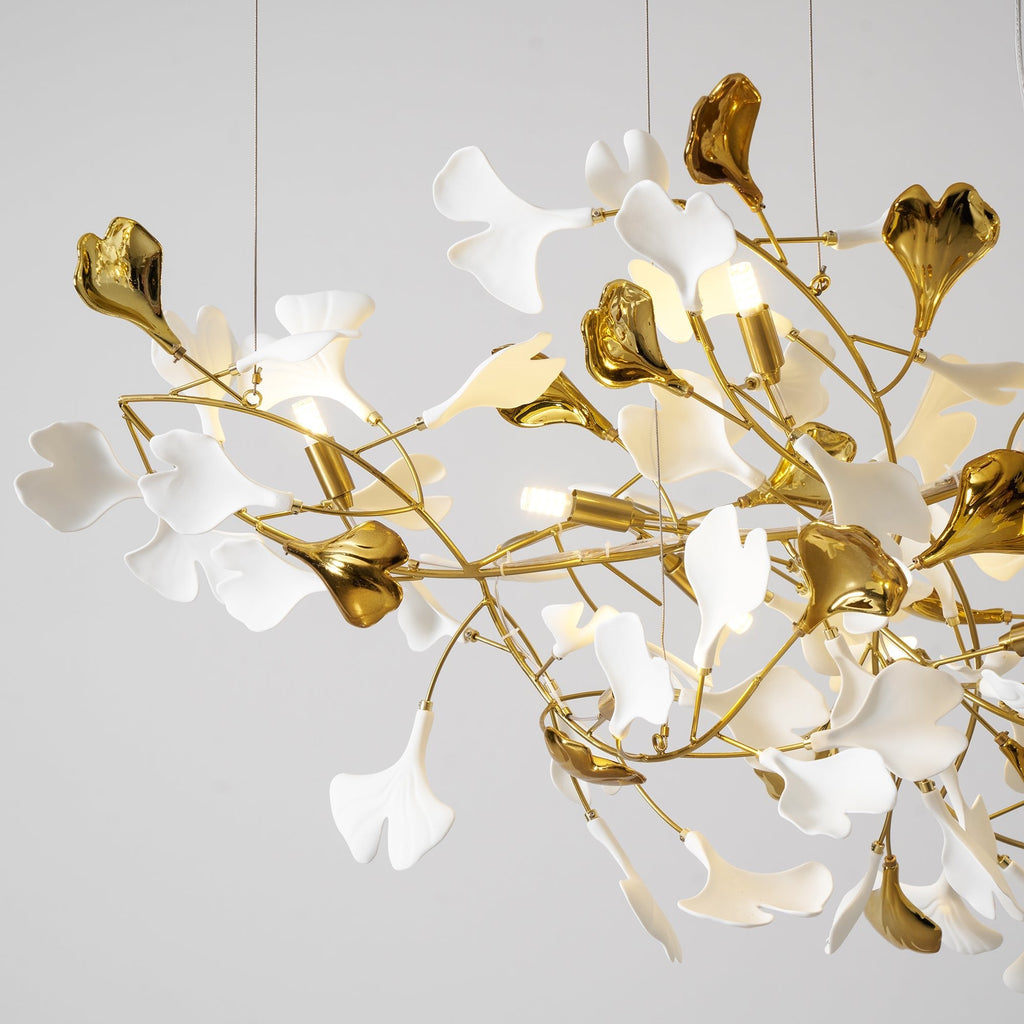 Gold White Leaves Combination Gingko Chandeliers
