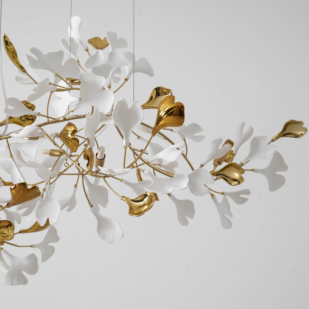 Gold White Leaves Combination Gingko Chandeliers