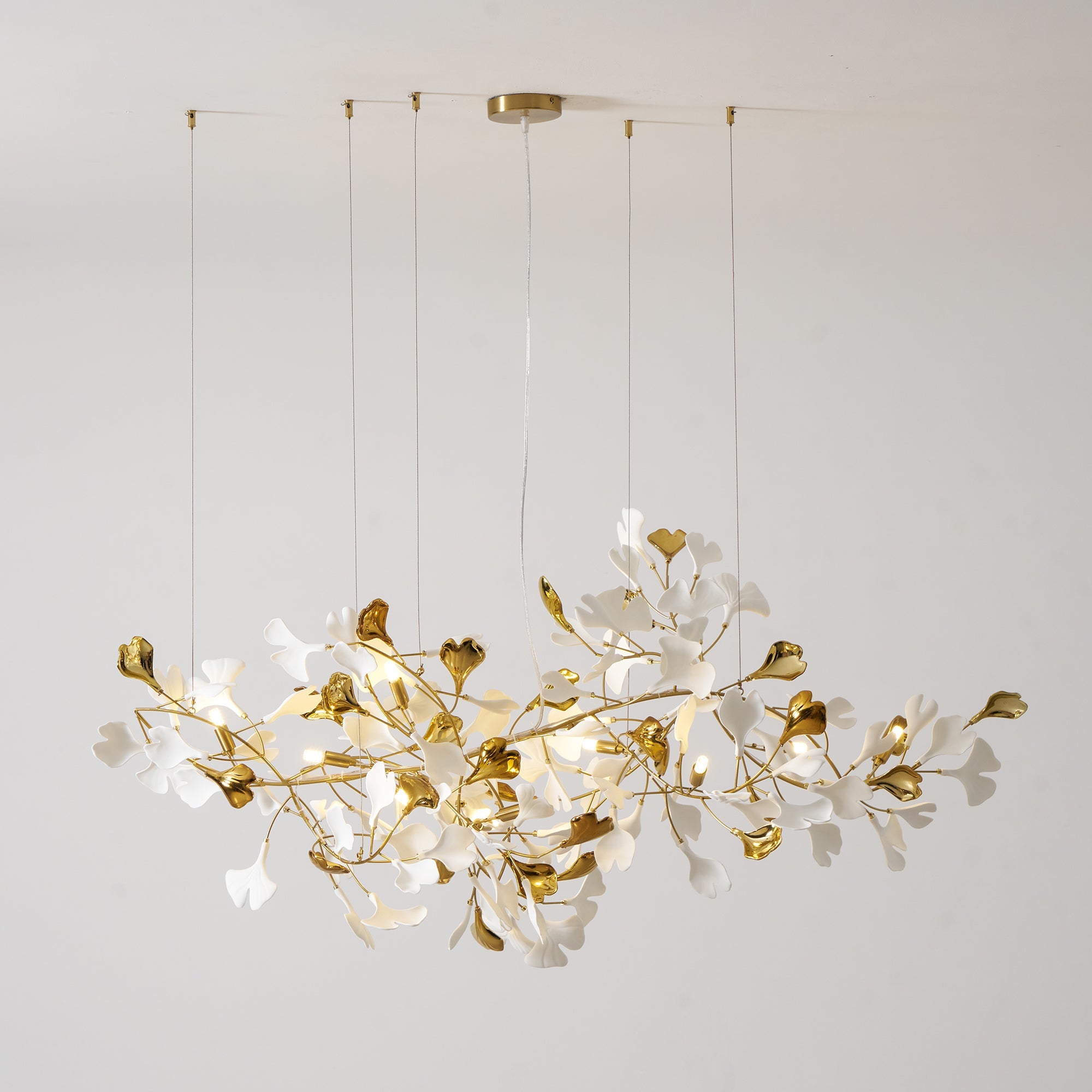 Gold White Leaves Combination Gingko Chandeliers