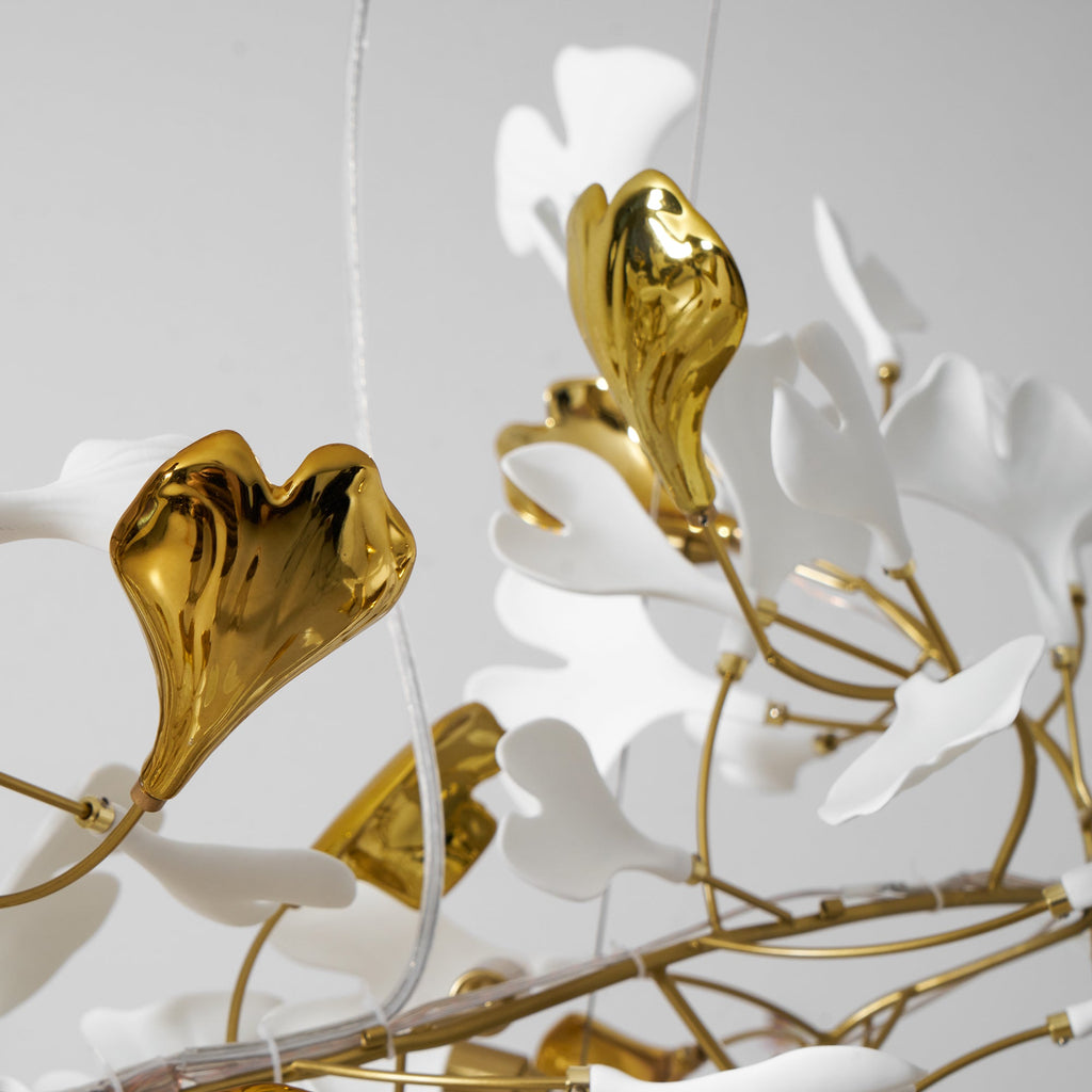 Gold White Leaves Combination Gingko Chandeliers