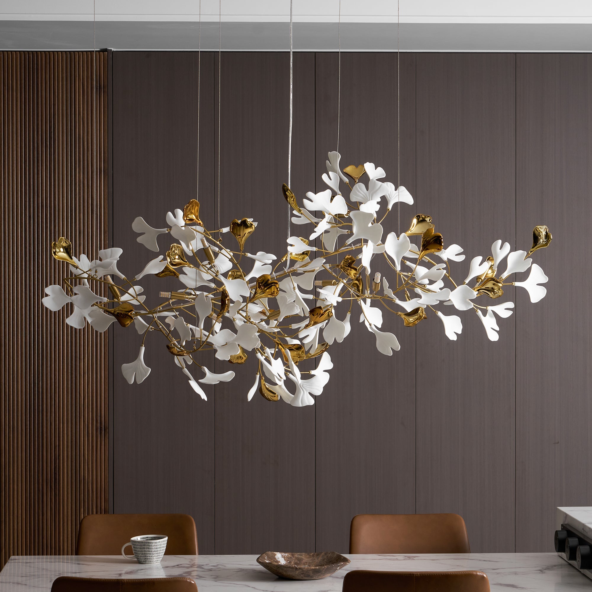Gold White Leaves Combination Gingko Chandeliers