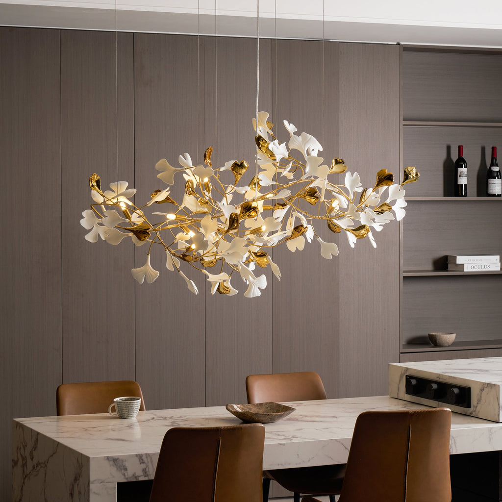 Gold White Leaves Combination Gingko Chandeliers