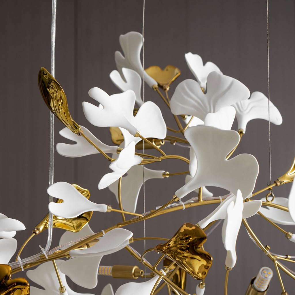 Gold White Leaves Combination Gingko Chandeliers
