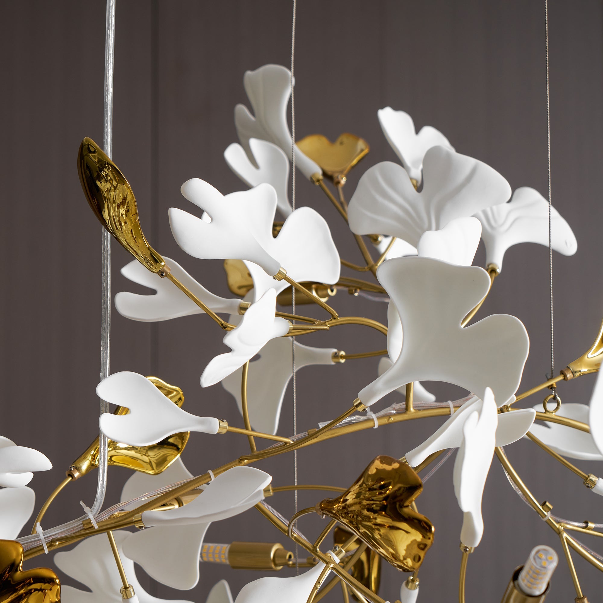 Gold White Leaves Combination Gingko Chandeliers