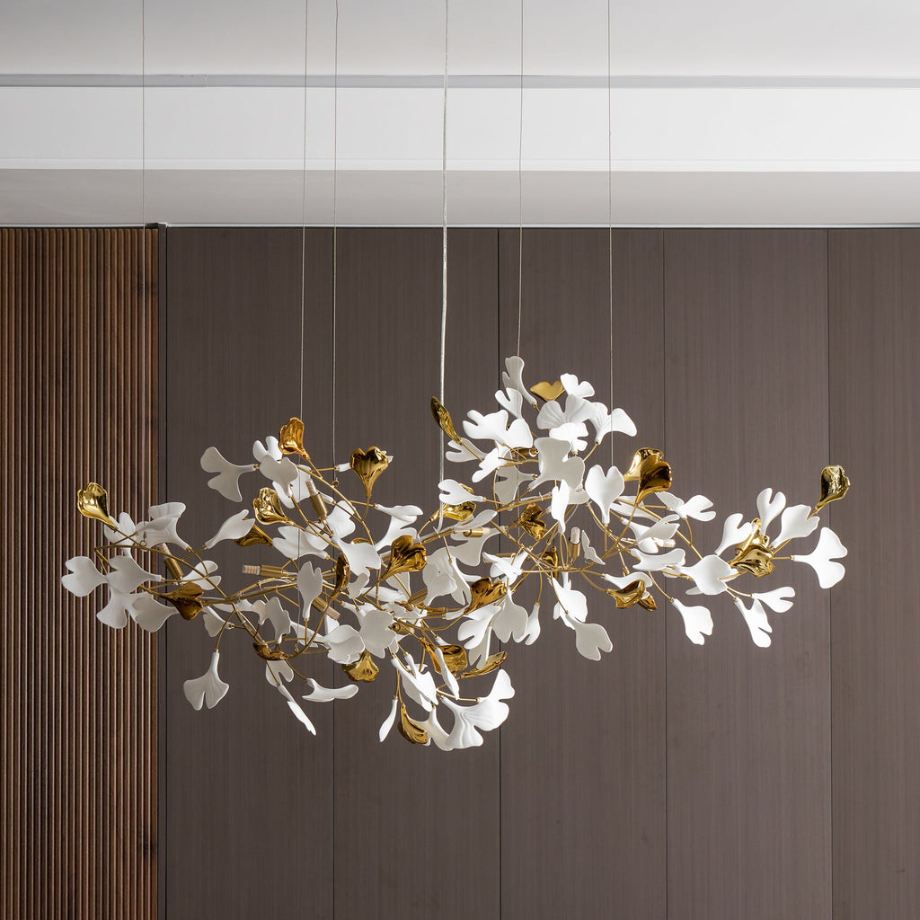 Gold White Leaves Combination Gingko Chandeliers