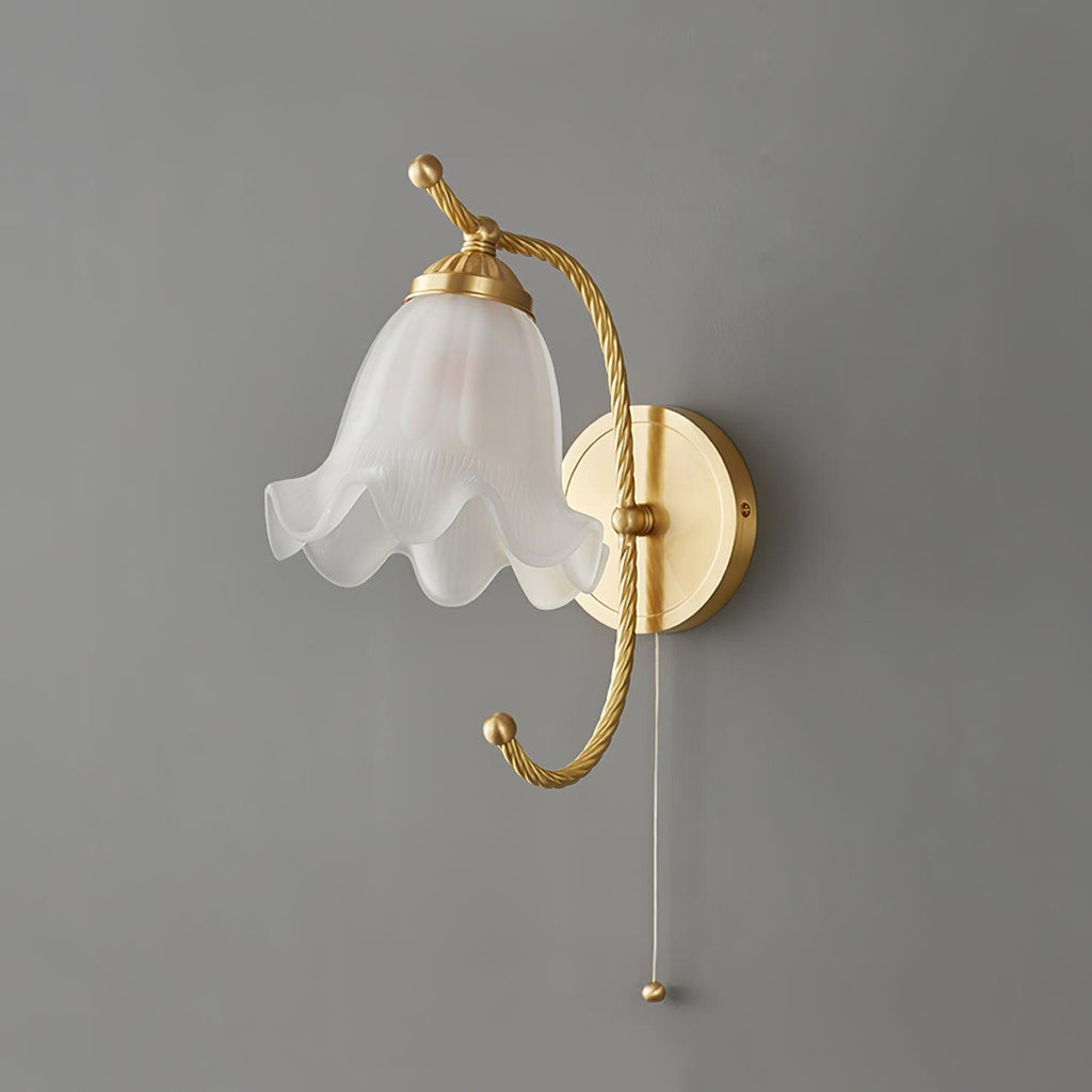 Curved Gooseneck Brass Glass Sconce - Vakkerlight