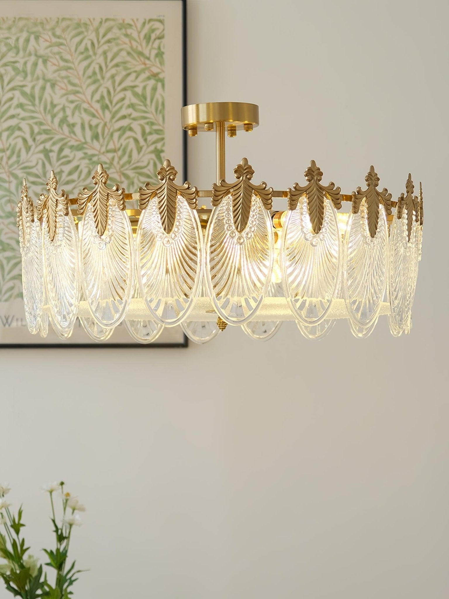 Decorative Pattern Glass Round Chandelier