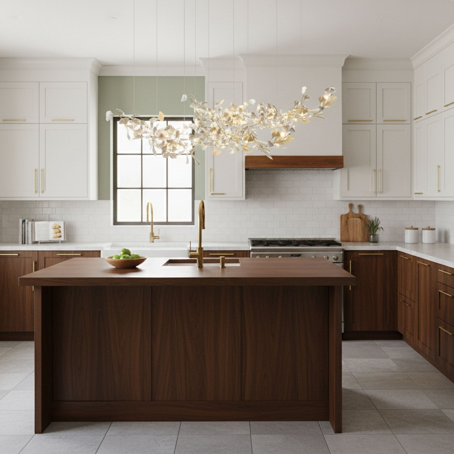 Подвійна комбінована люстра "Гінкго"