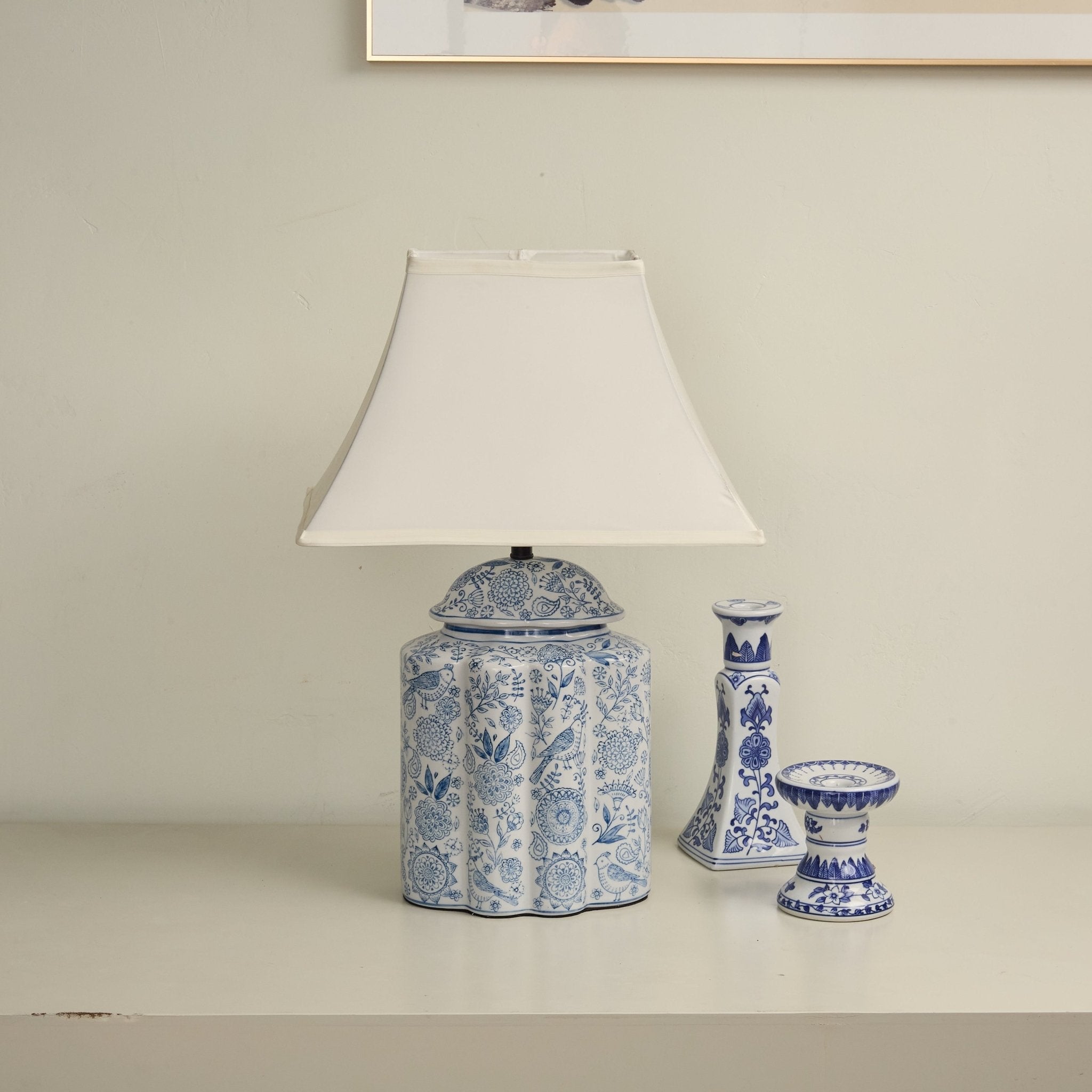 Floral Bird Jar Table Lamp