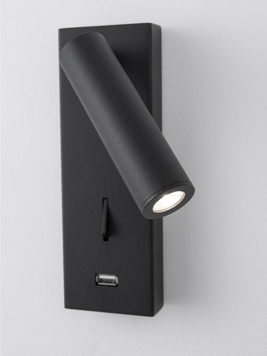 Чорний приліжковий настінний світильник USB