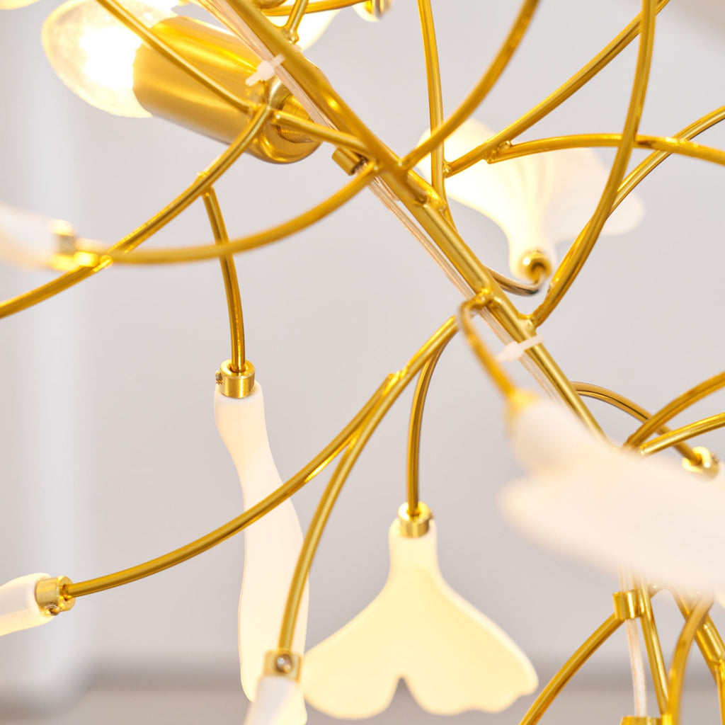 Gold White Leaves Combination Gingko Chandeliers