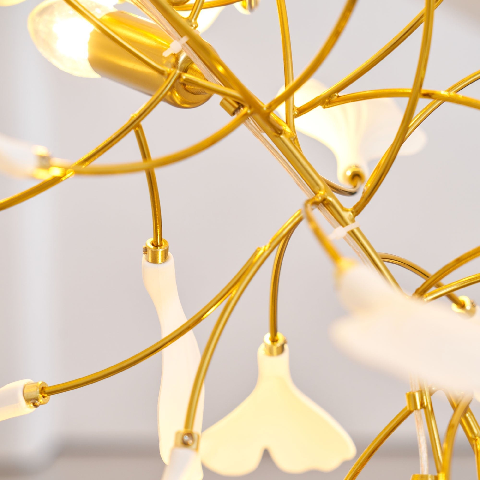 Gold White Leaves Combination Gingko Chandeliers