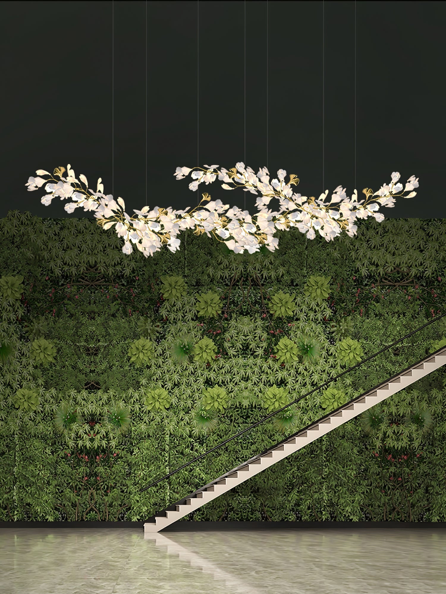 Золото-білі люстри з листям гінкго