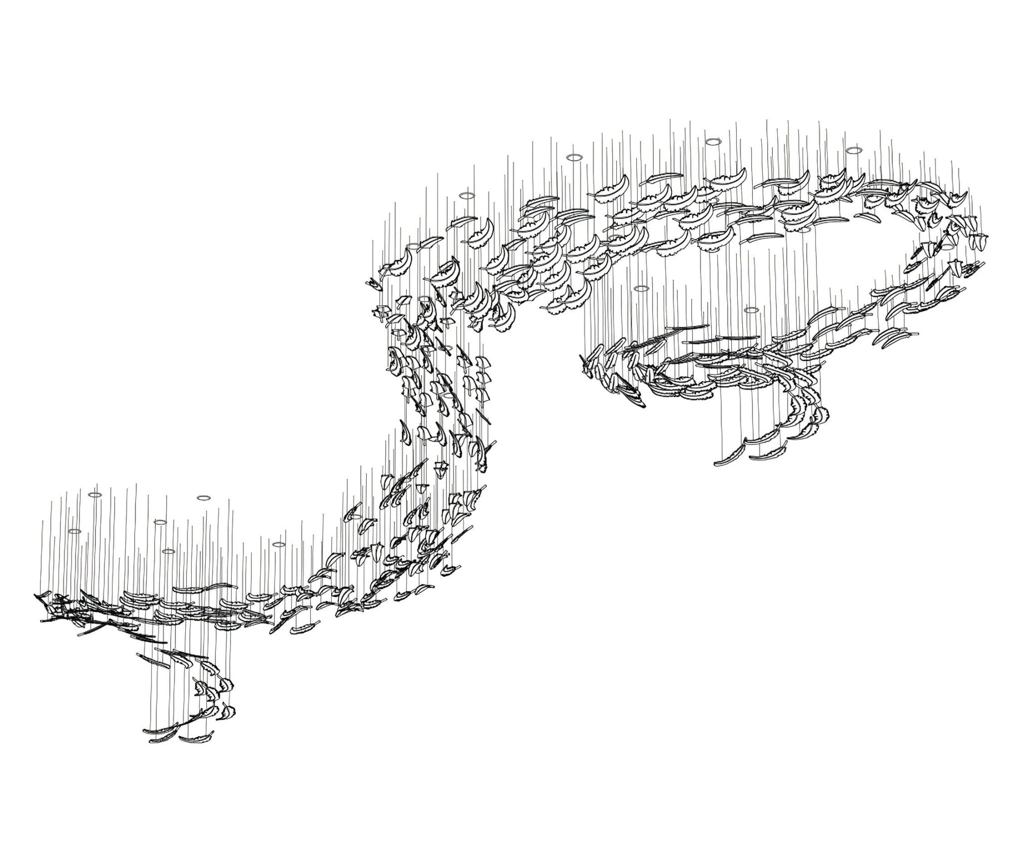 Скляні пір'їни Літаюча люстра