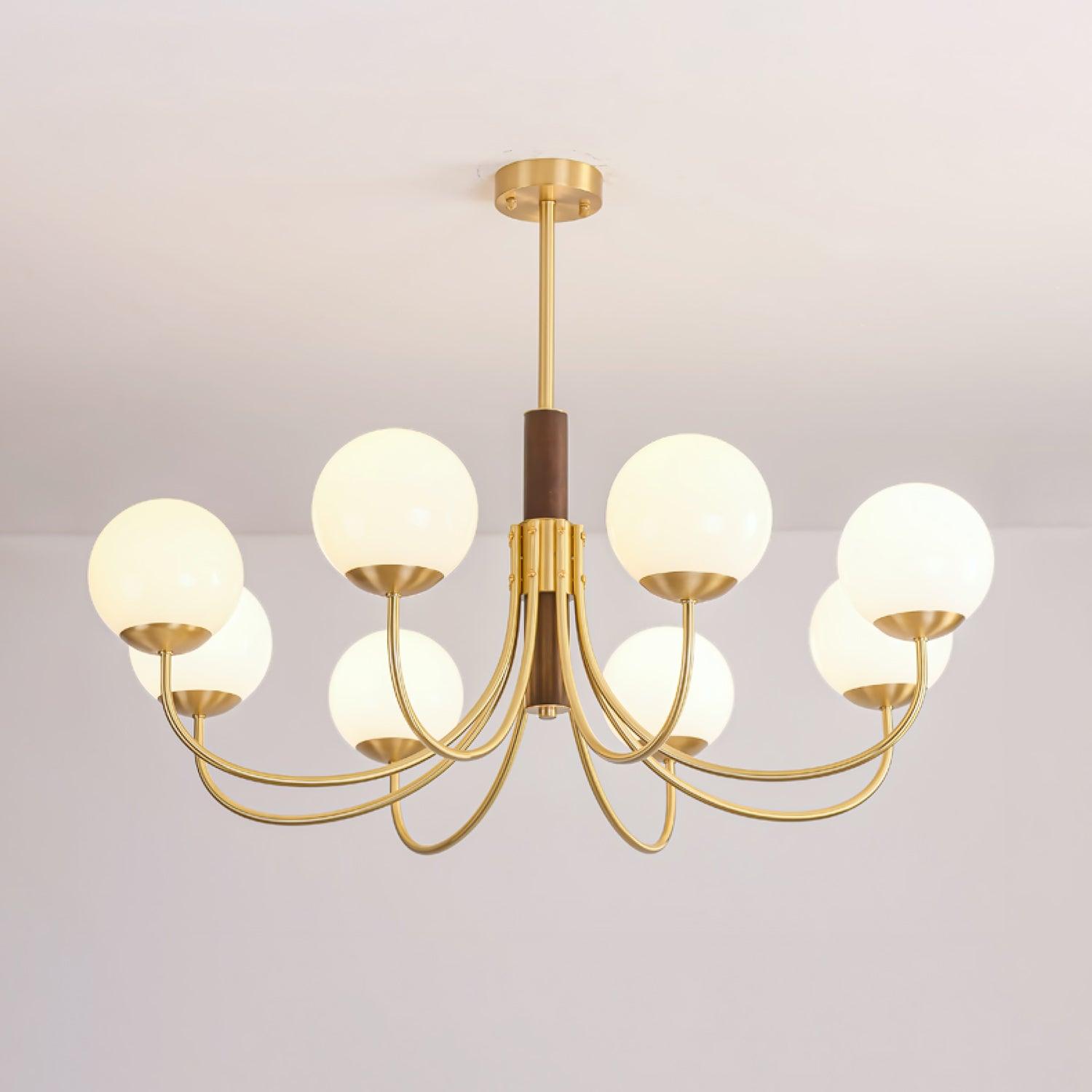 Midas Touch Walnut Sphere Chandelier - DEPRIMO