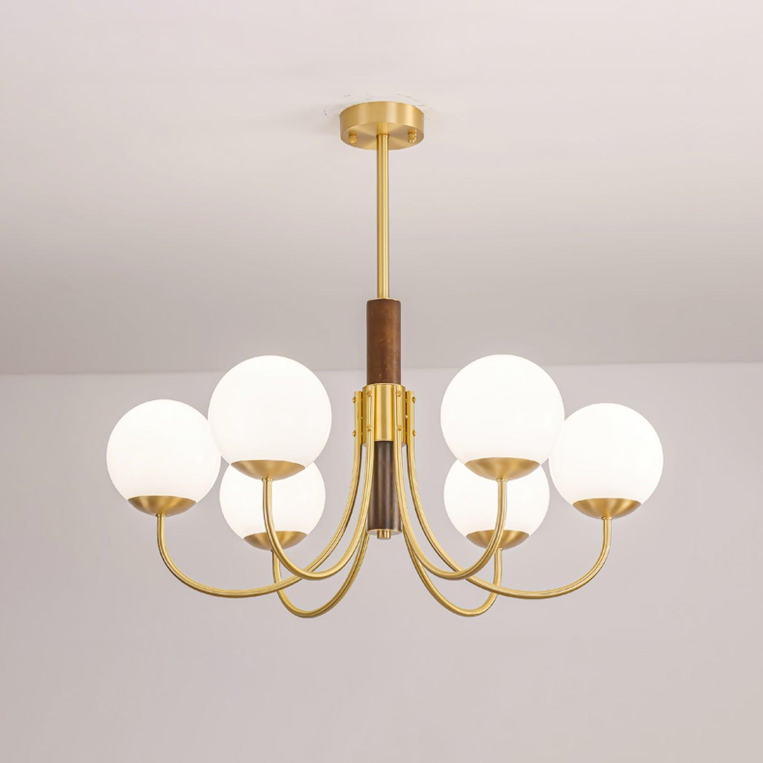 Midas Touch Walnut Sphere Chandelier - DEPRIMO