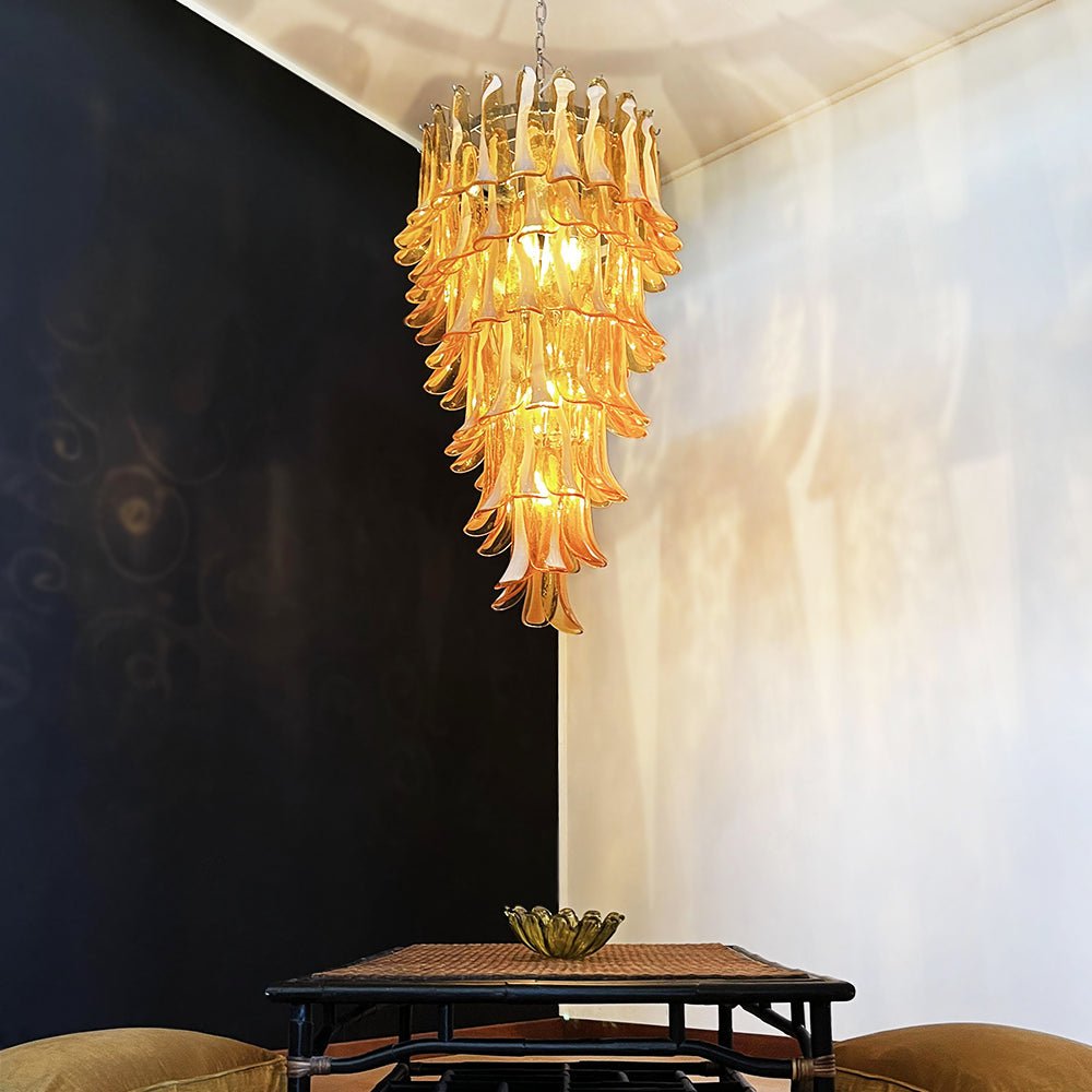 Муранская люстра-спираль «Янтарные лепестки»