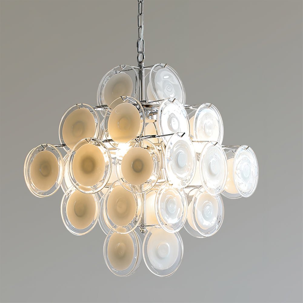 Белая стеклянная люстра Murano Disc