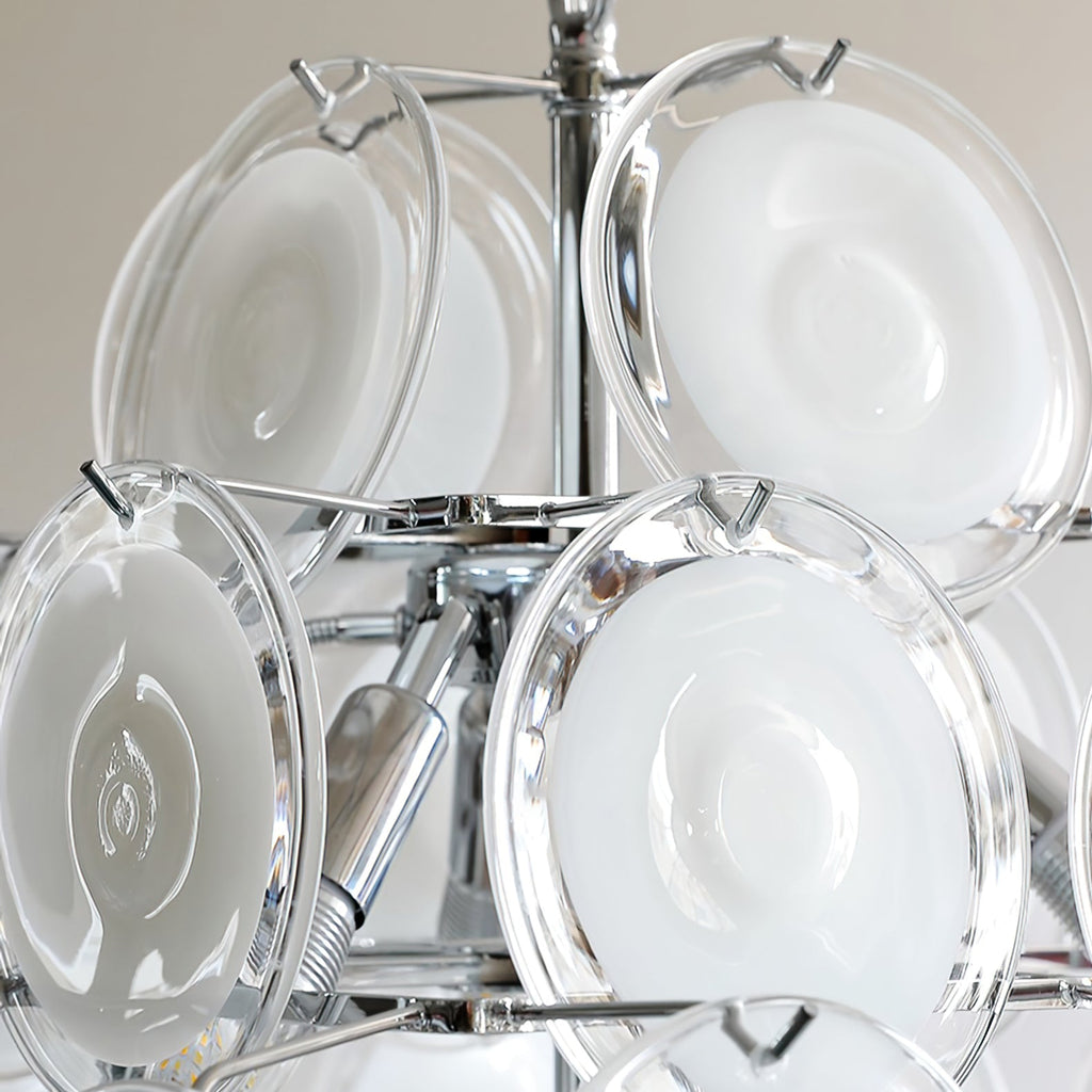 Белая стеклянная люстра Murano Disc