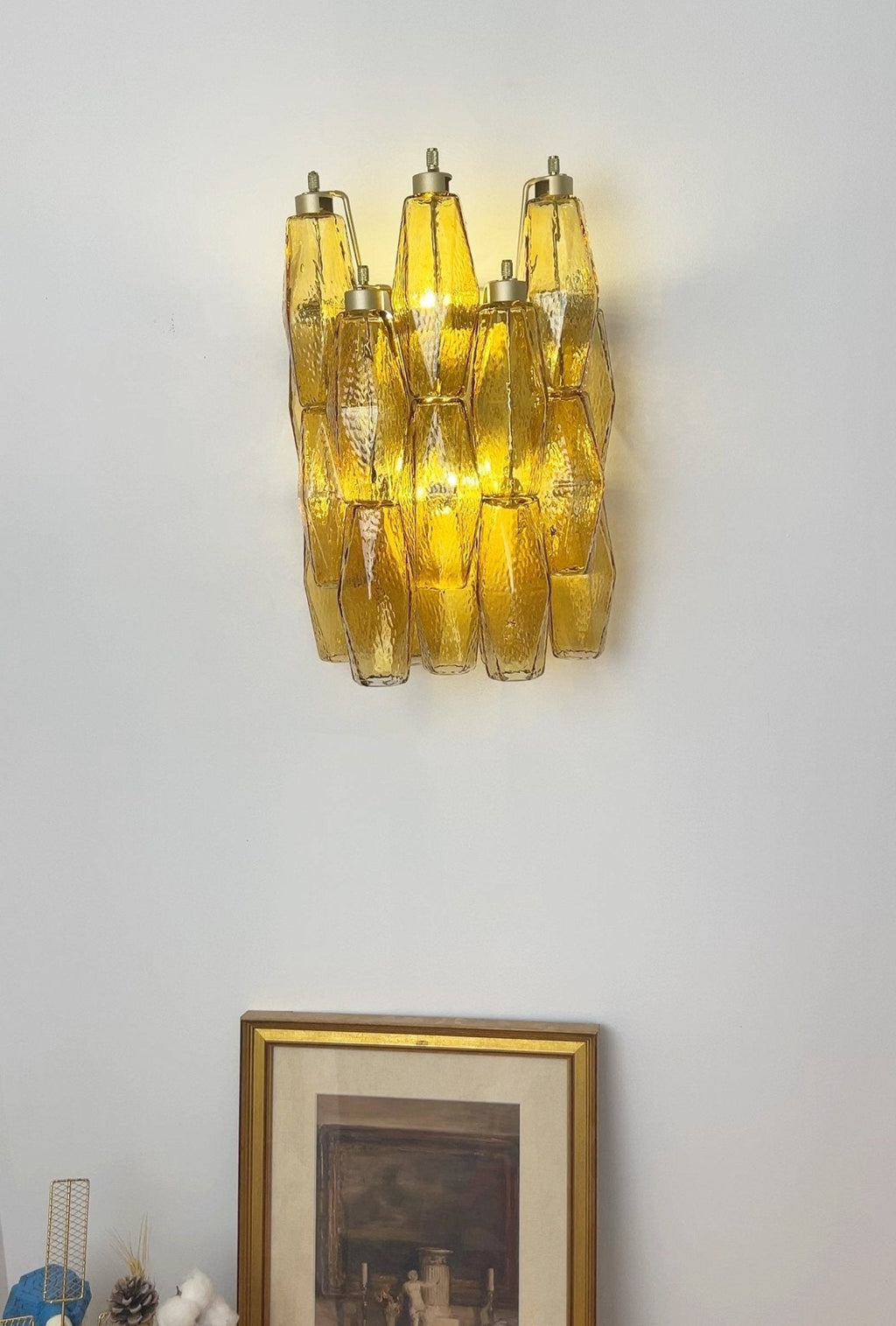 Настінний світильник Murano Rhombus з бурштинового скла