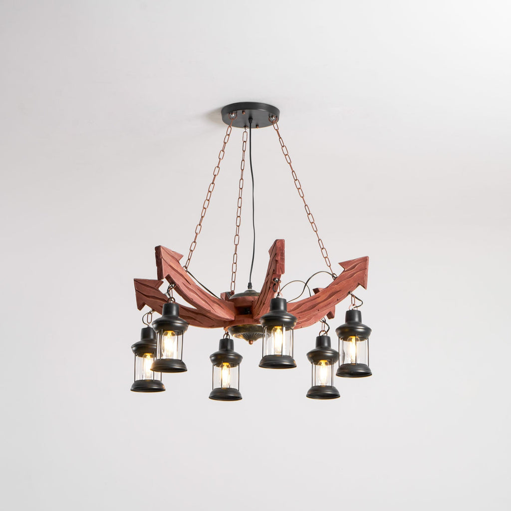 Nautical Industrial Style Wooden Chandelier - Vakkerlight