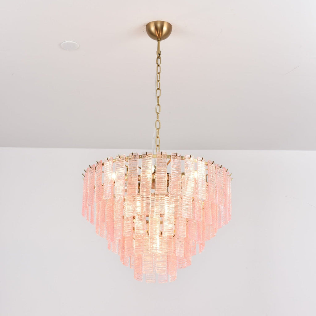 Розовая люстра Opalora Murano